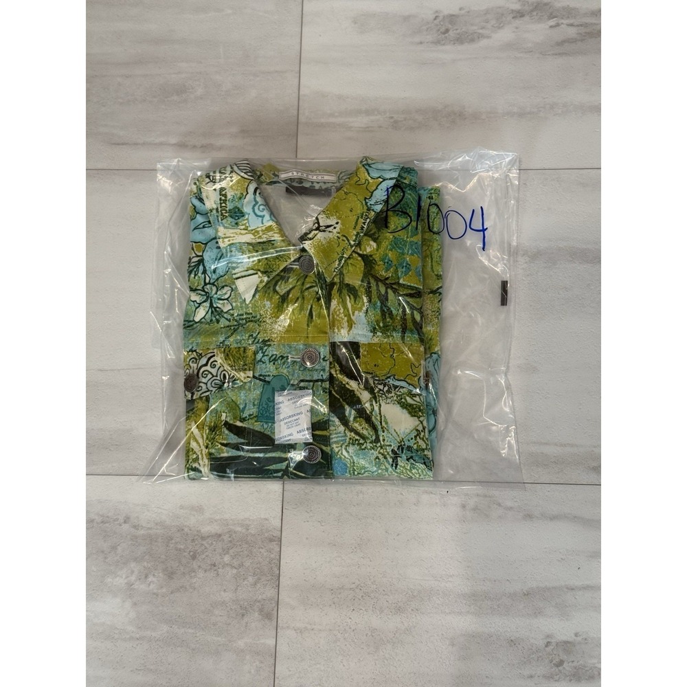 ELCC Women Jacket Stretch Blue, Aqua,Green's World Map Design Blazer Size S NWT - Picture 10 of 10